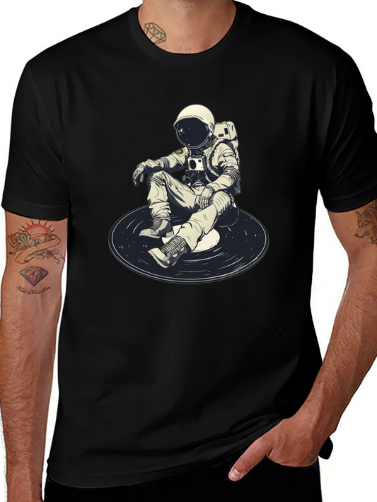 Astronaut DJ Graphic T-Shirt - Black Cotton Blend