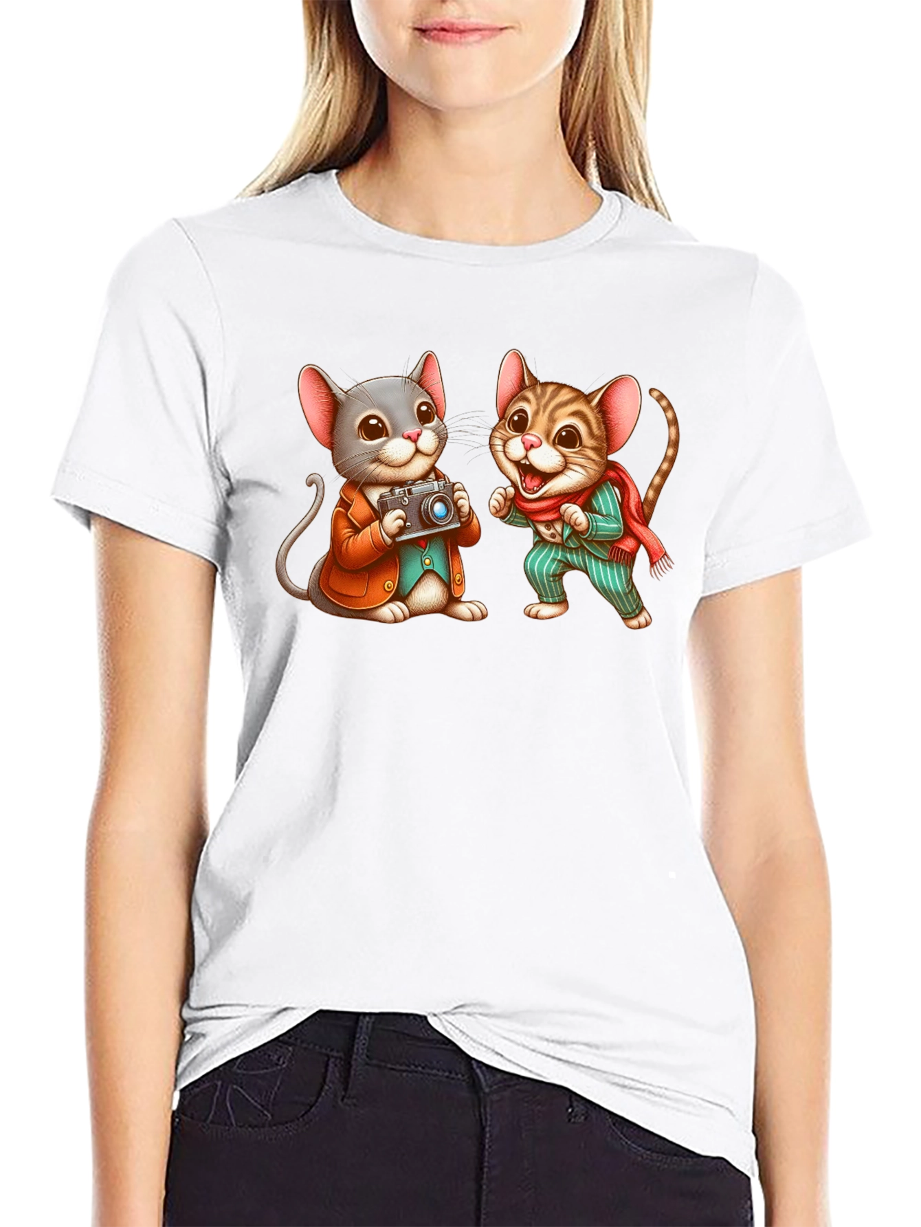 Cute Mouse Photographer Graphic Tee