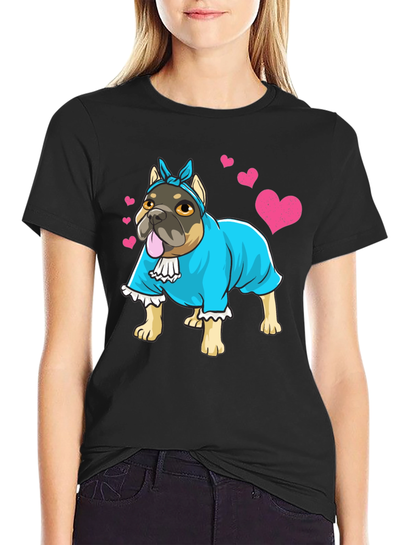 Dog Lover T-Shirt - Bulldog in Dress