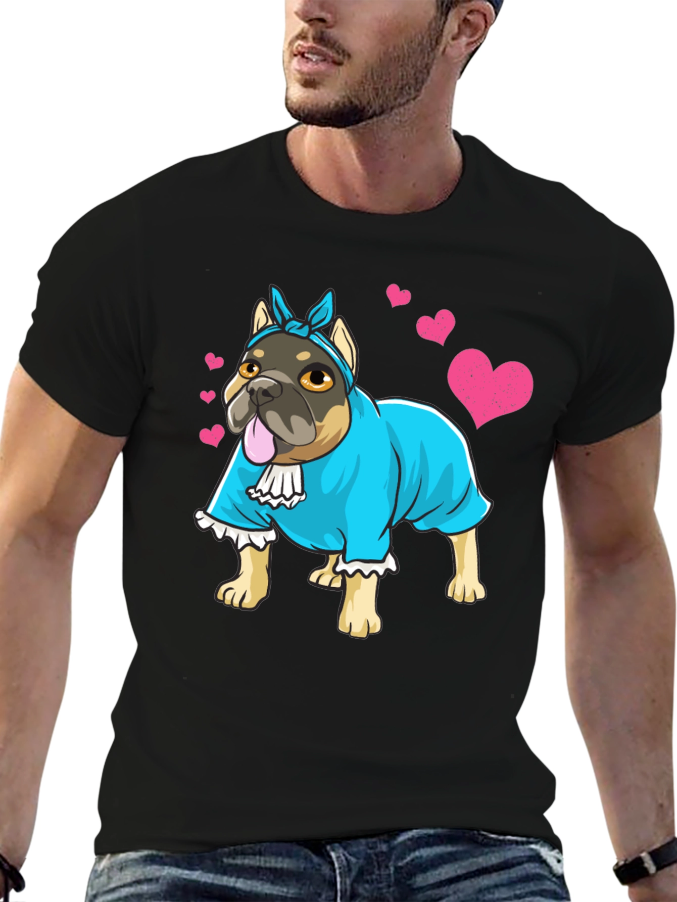 Dog Lover T-Shirt - Bulldog in Dress