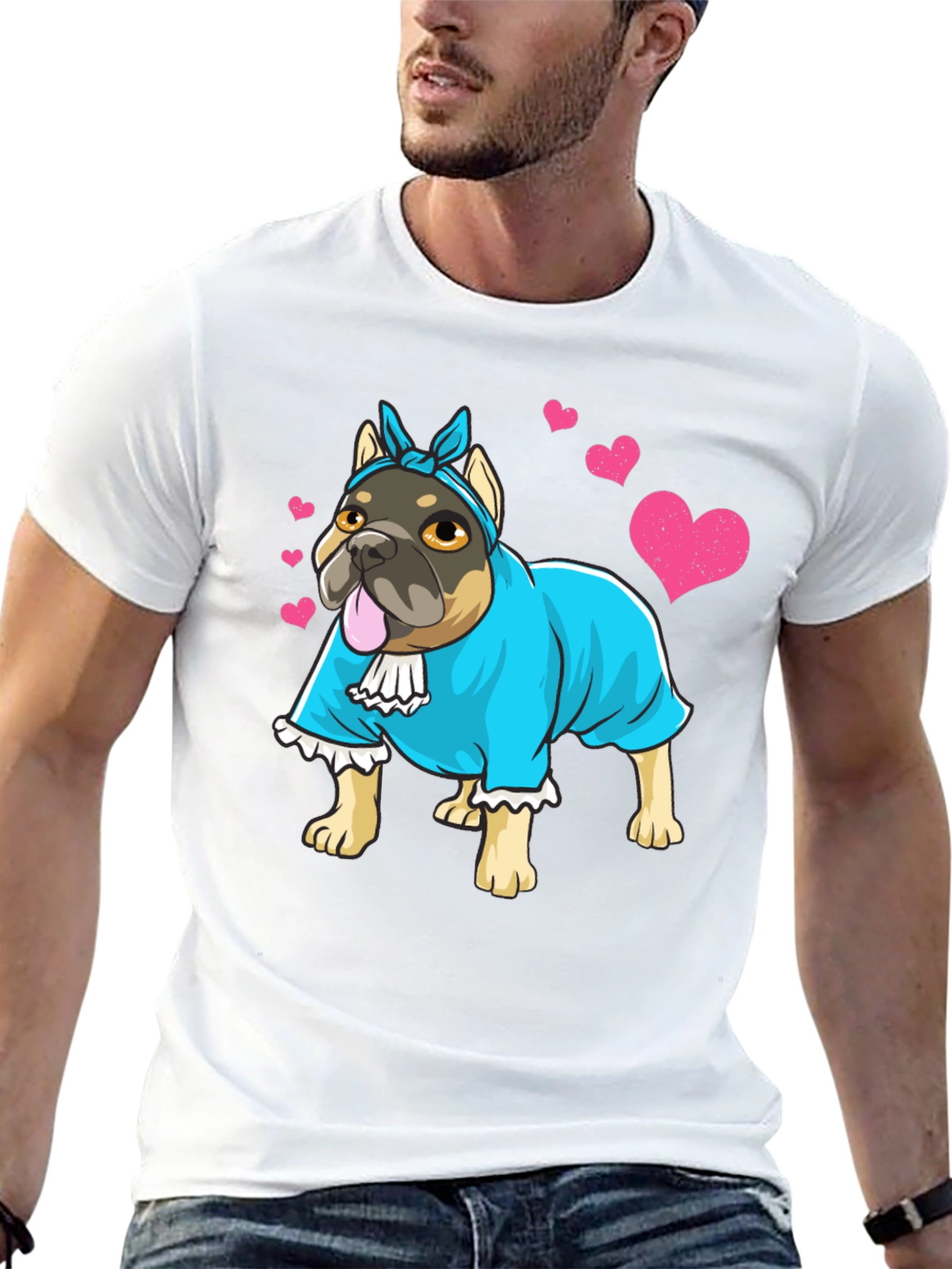 Dog Lover T-Shirt - Bulldog in Dress