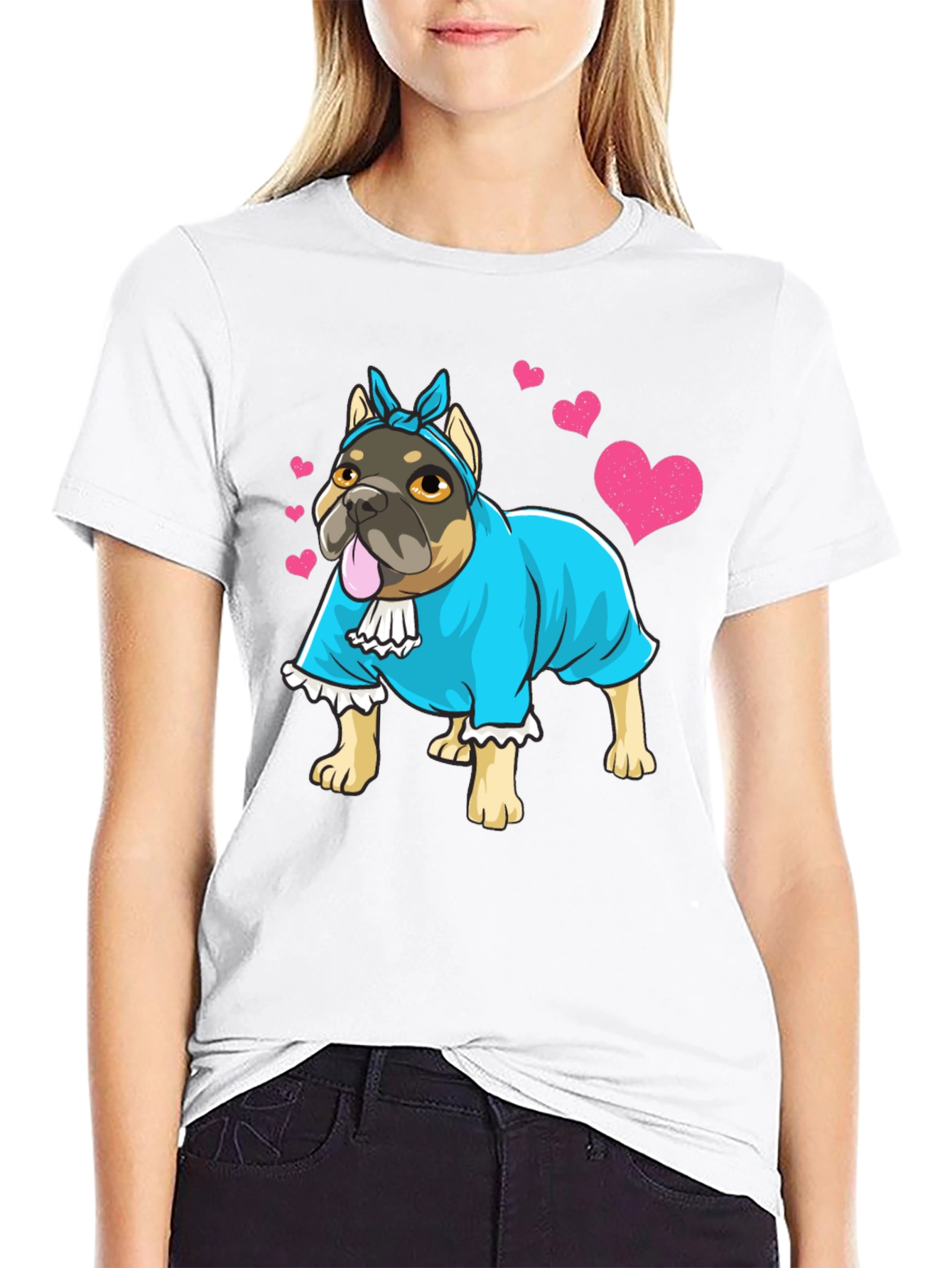 Dog Lover T-Shirt - Bulldog in Dress