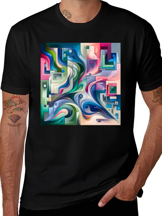 Abstract Art Graphic Print Black T-Shirt