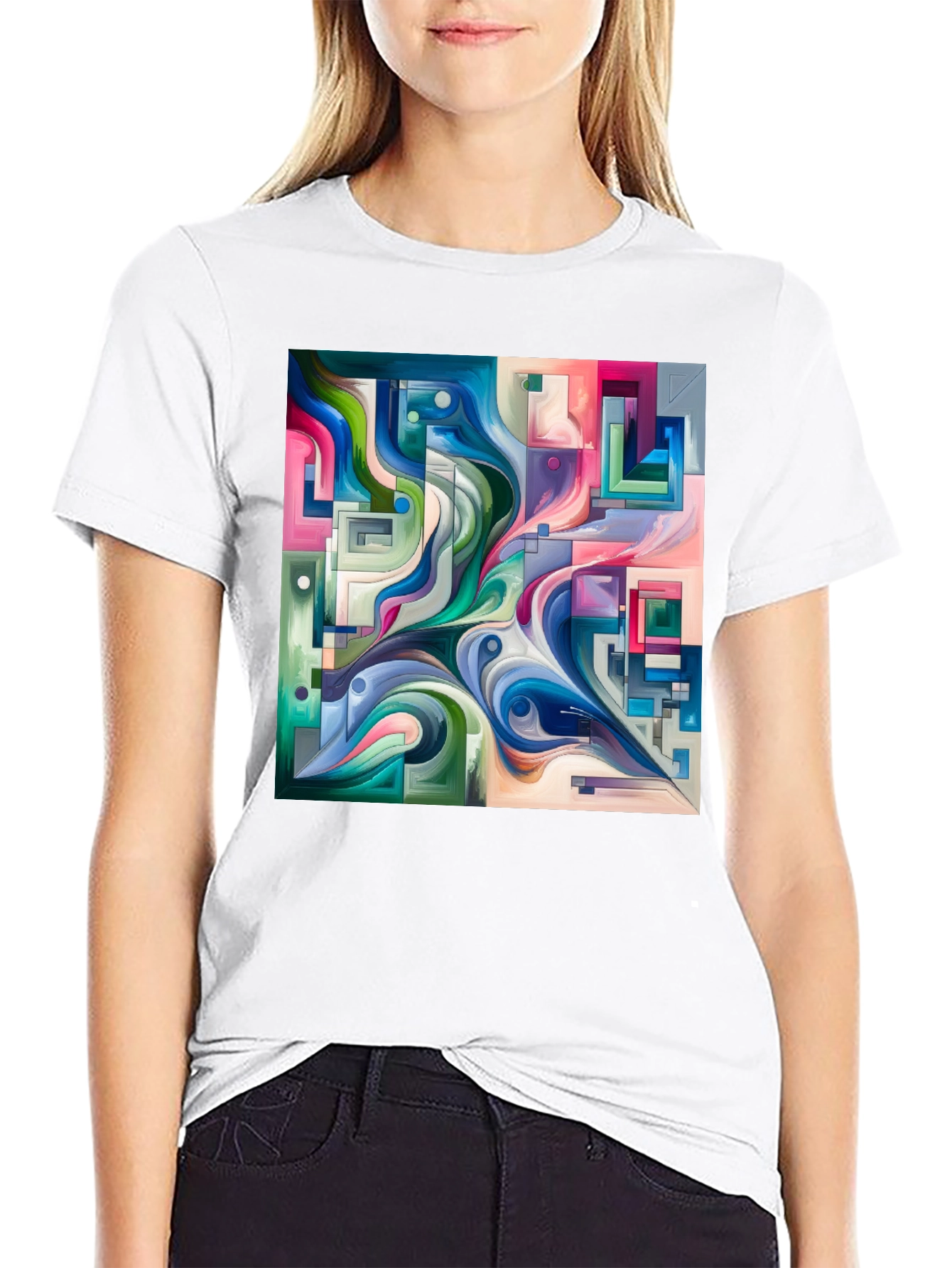 Abstract Art Graphic Print Black T-Shirt