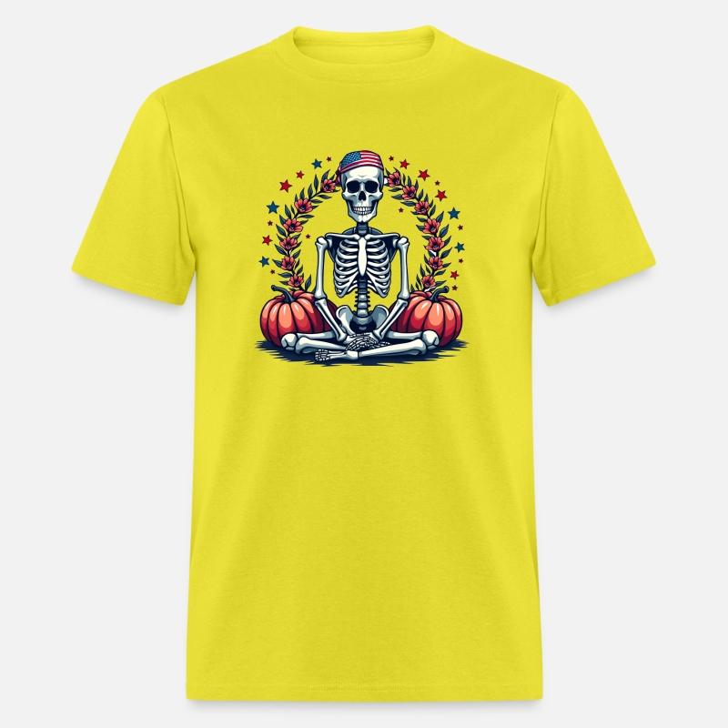 Patriotic Skeleton with Pumpkins - Halloween and A