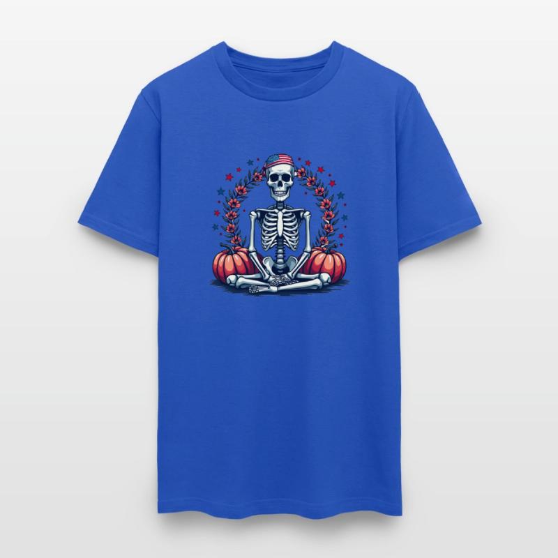 Patriotic Skeleton with Pumpkins - Halloween and A