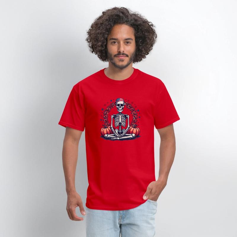 Patriotic Skeleton with Pumpkins - Halloween and A