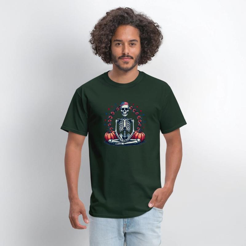 Patriotic Skeleton with Pumpkins - Halloween and A