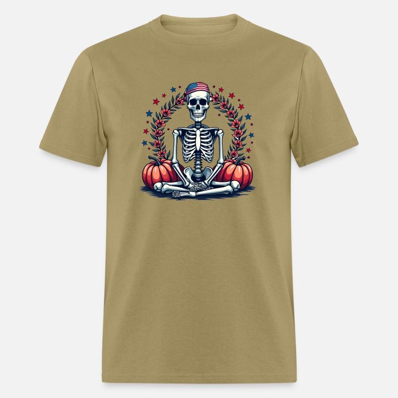 Patriotic Skeleton with Pumpkins - Halloween and A