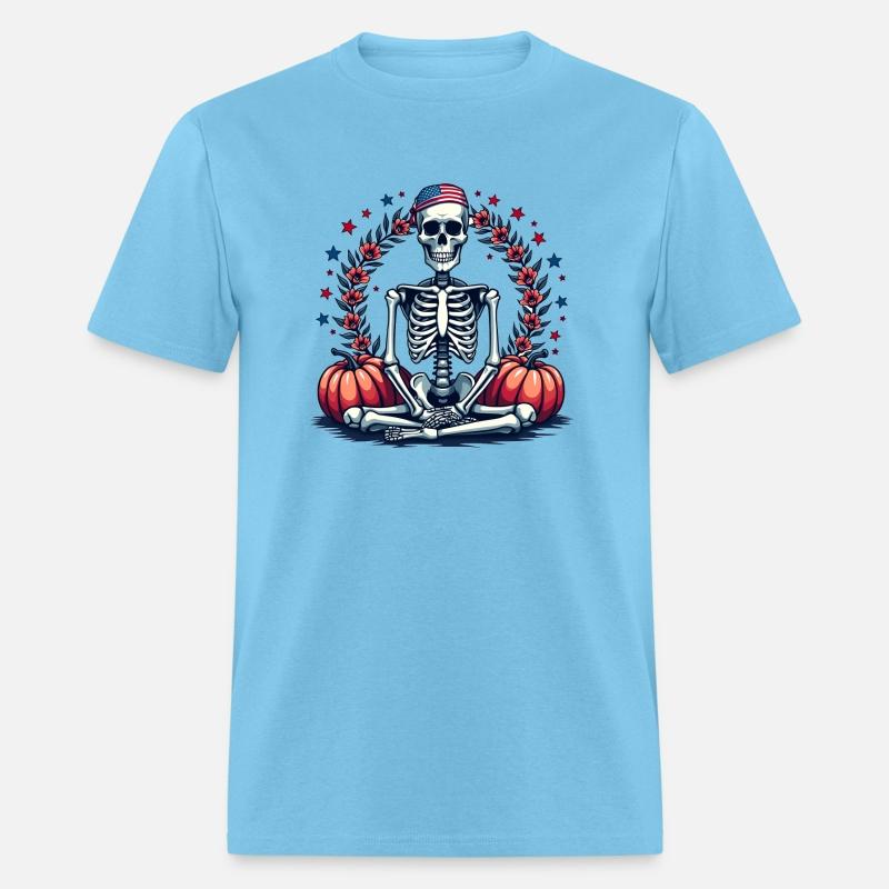 Patriotic Skeleton with Pumpkins - Halloween and A