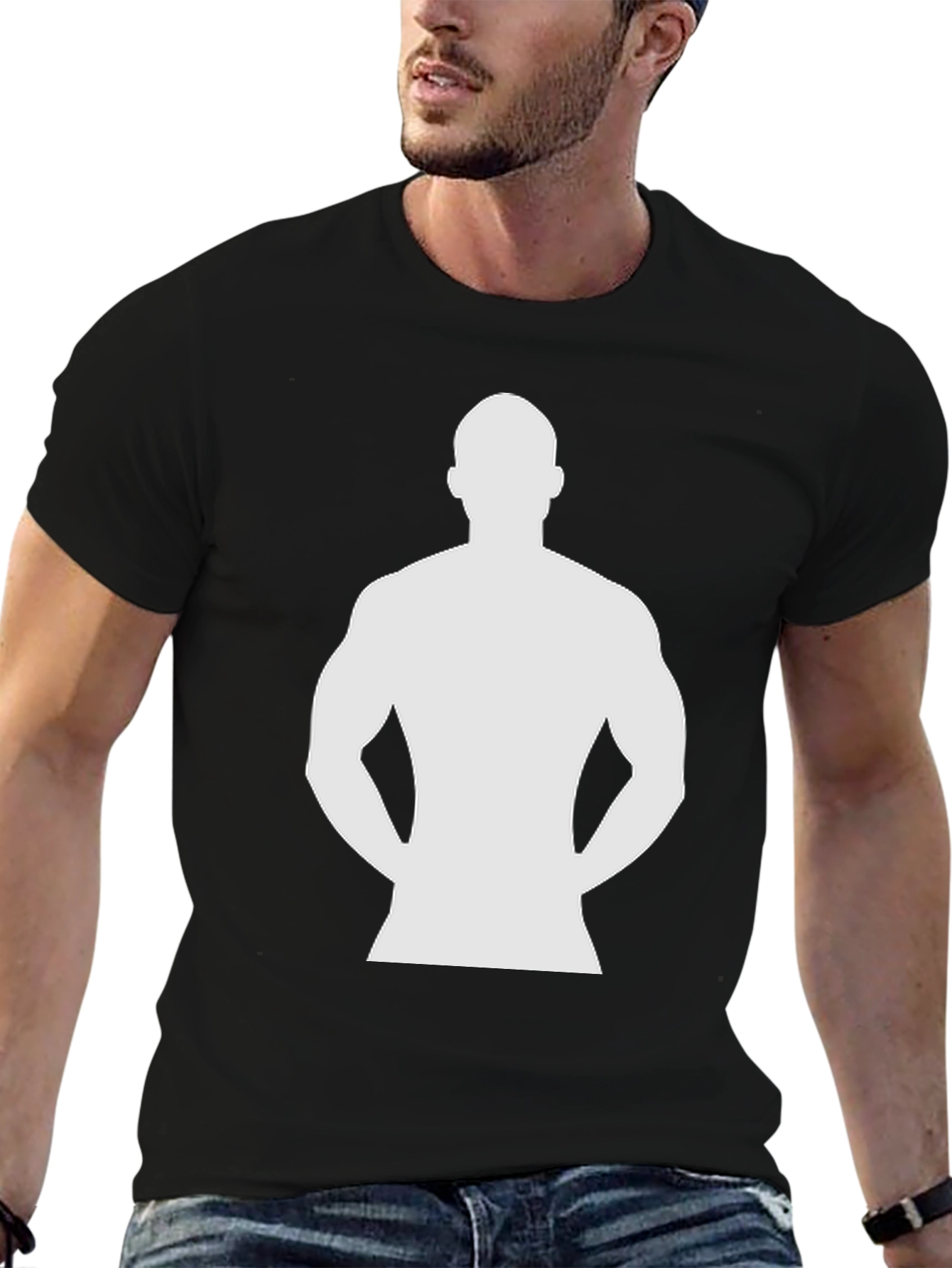 Black T-Shirt with Silhouette Graphic