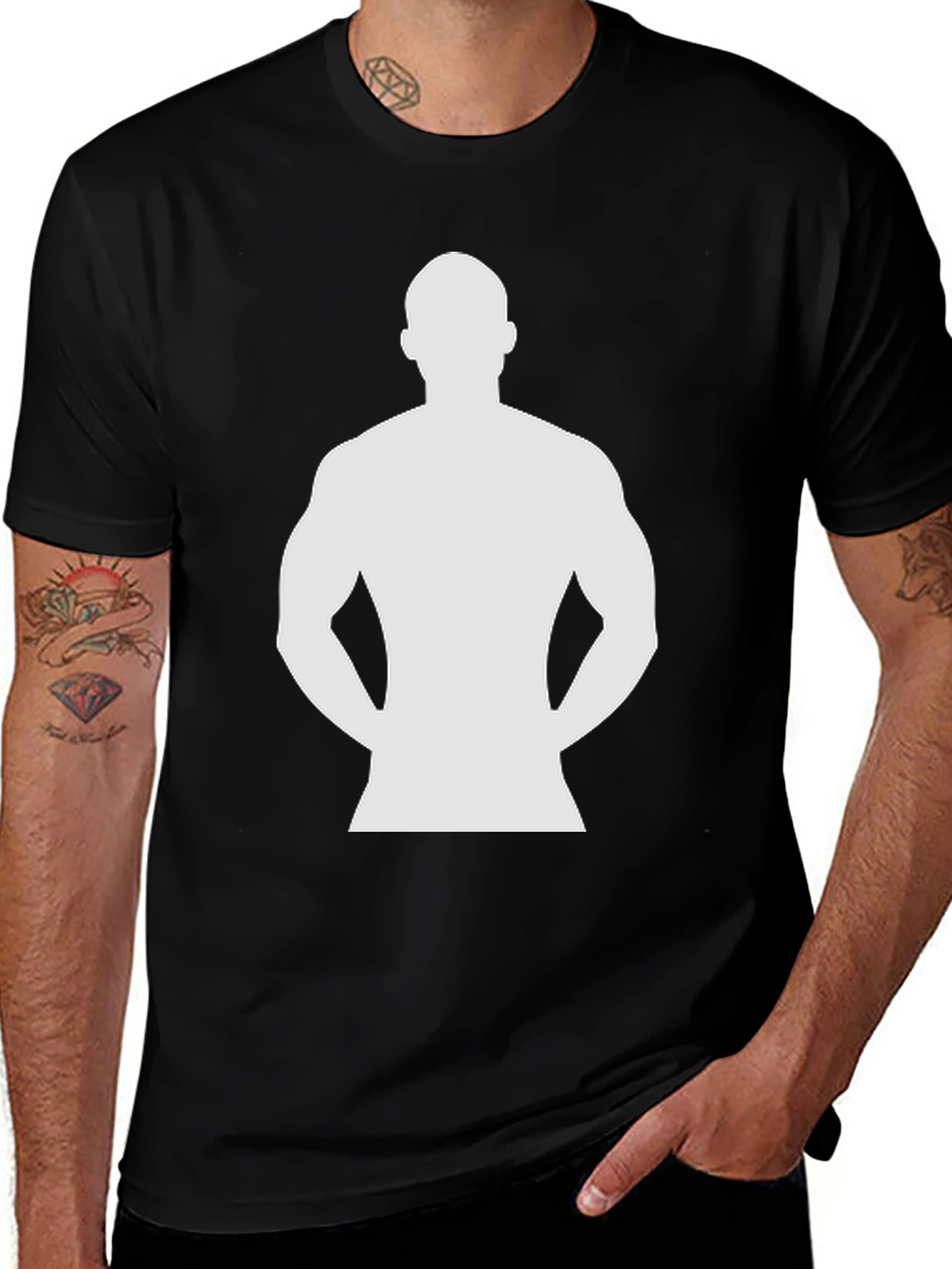 Black T-Shirt with Silhouette Graphic