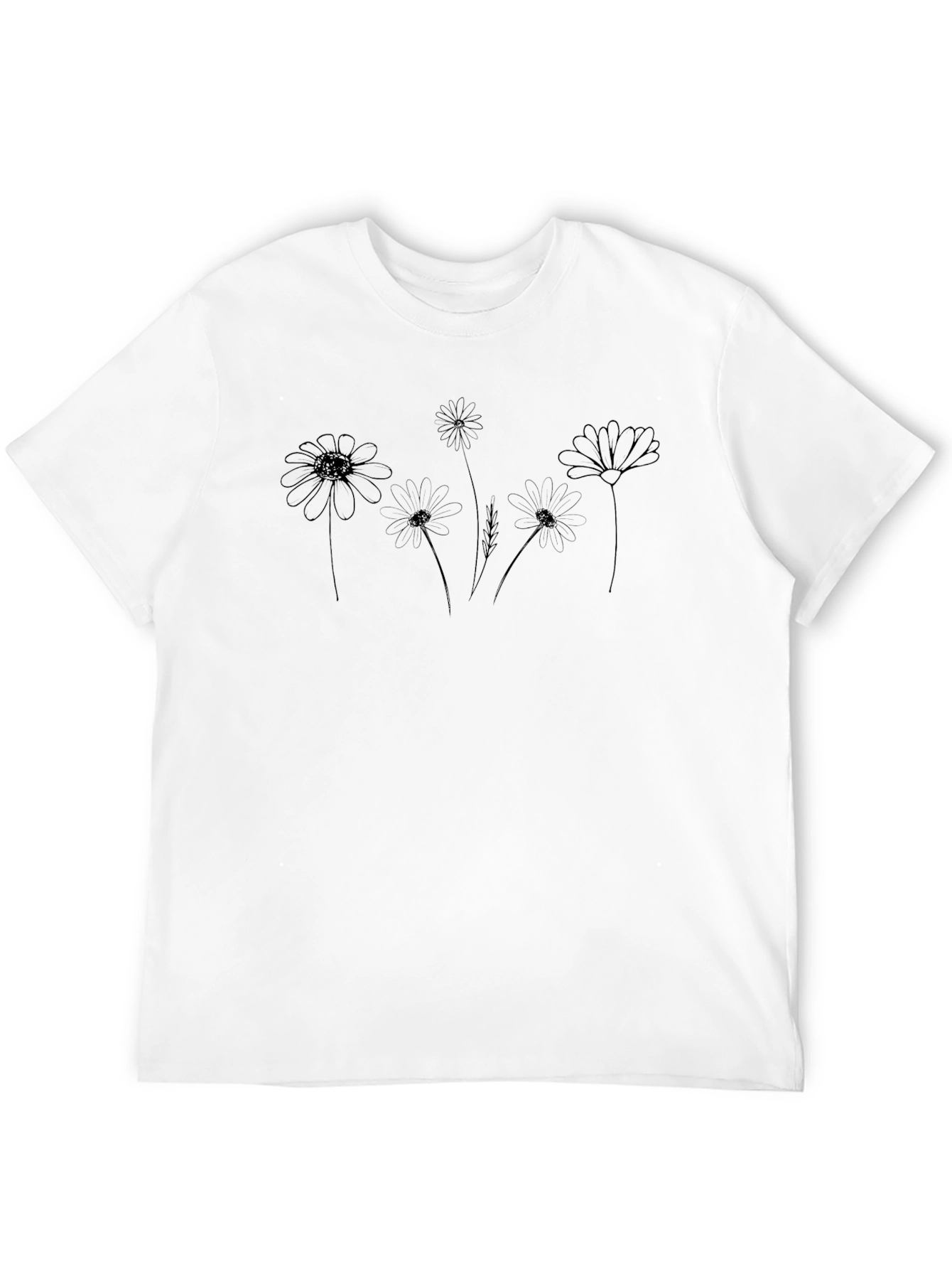 Minimalist Daisy Graphic Black T-Shirt
