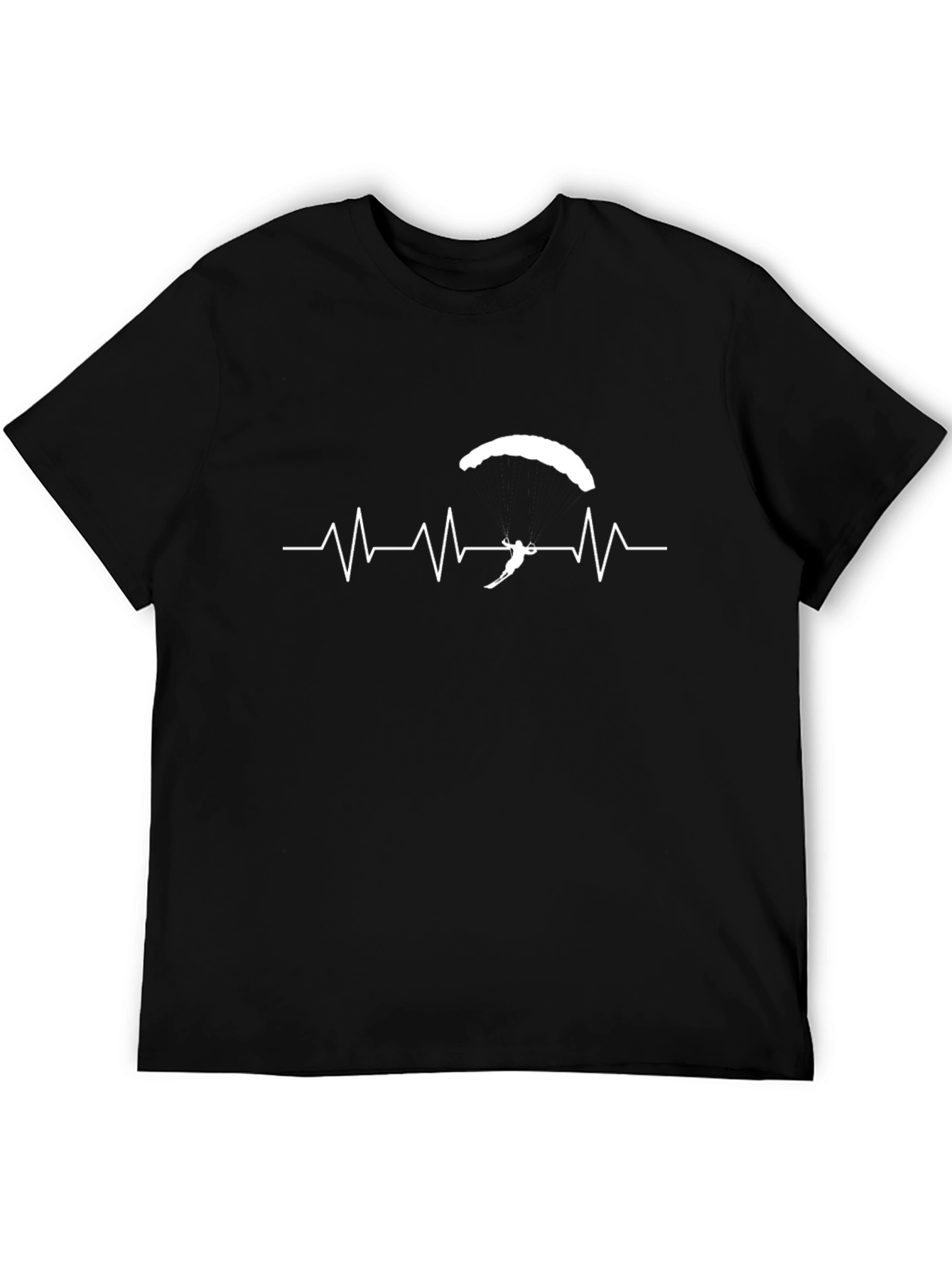 Paragliding Heartbeat T-Shirt - Black Graphic Tee