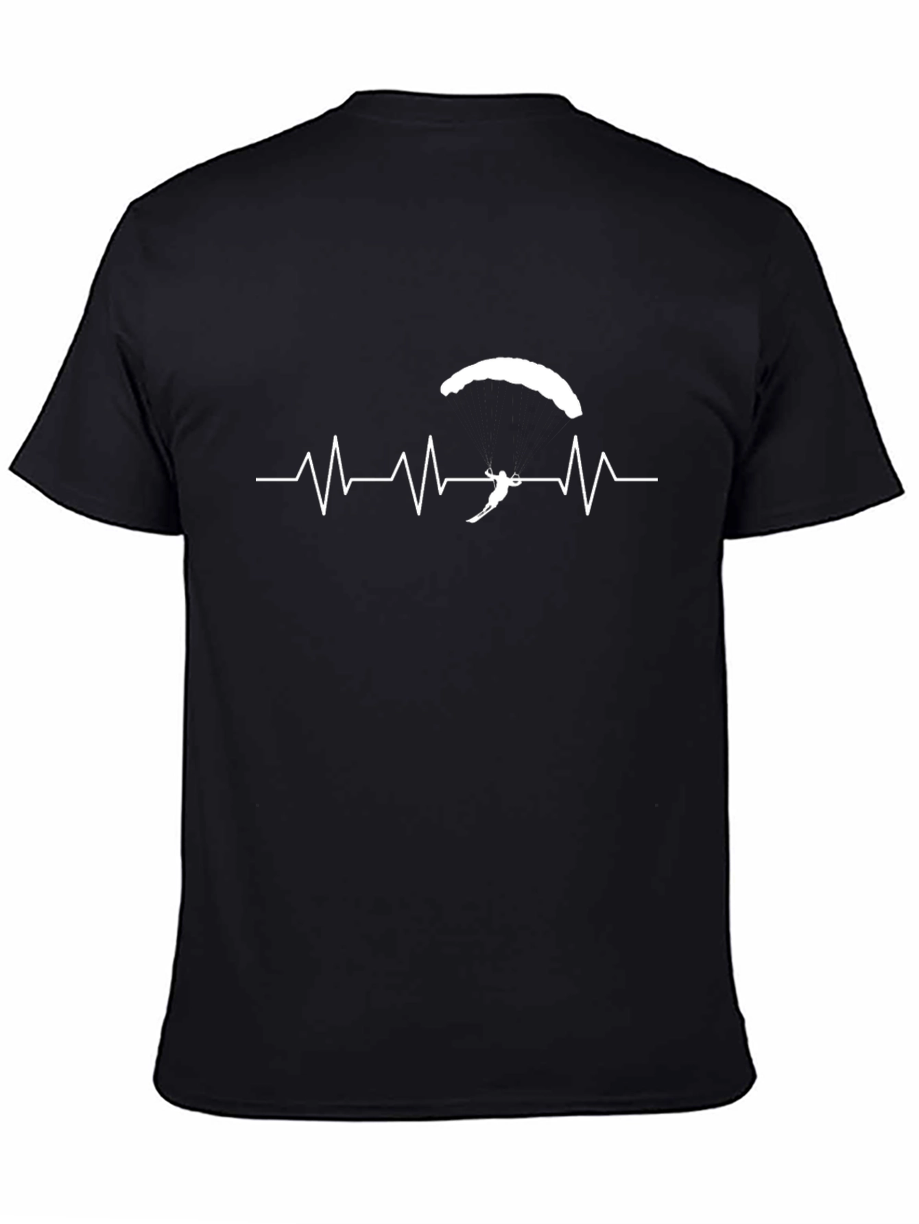 Paragliding Heartbeat T-Shirt - Black Graphic Tee