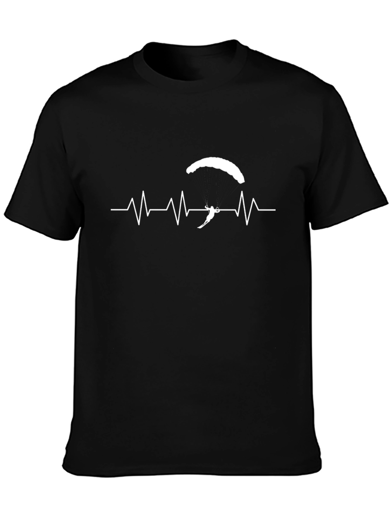 Paragliding Heartbeat T-Shirt - Black Graphic Tee