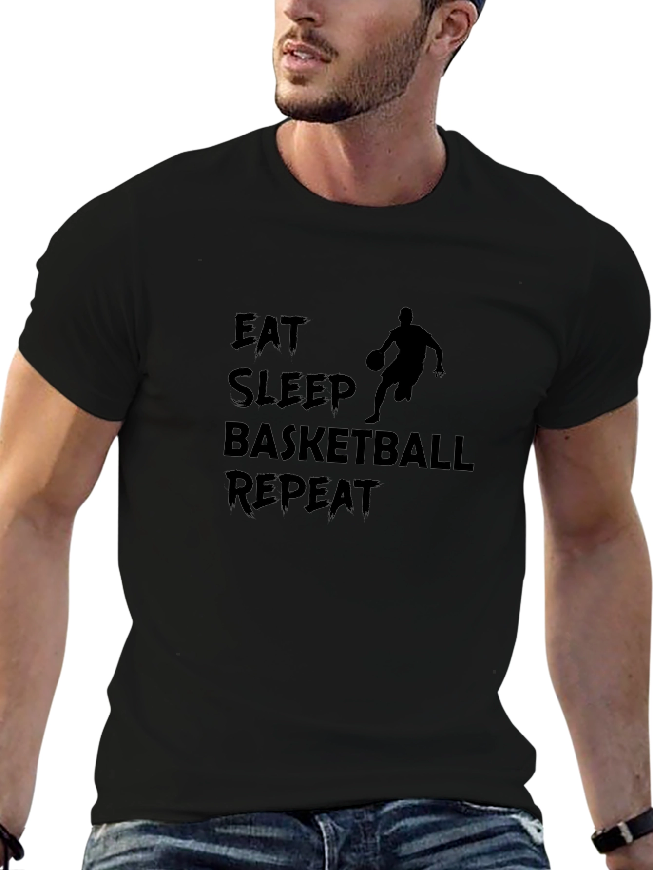Eat Sleep Basketball Repeat Black T-Shirt