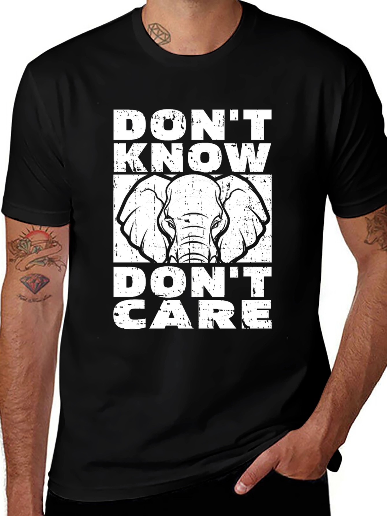 Dont Know Dont Care Elephant Graphic Tee