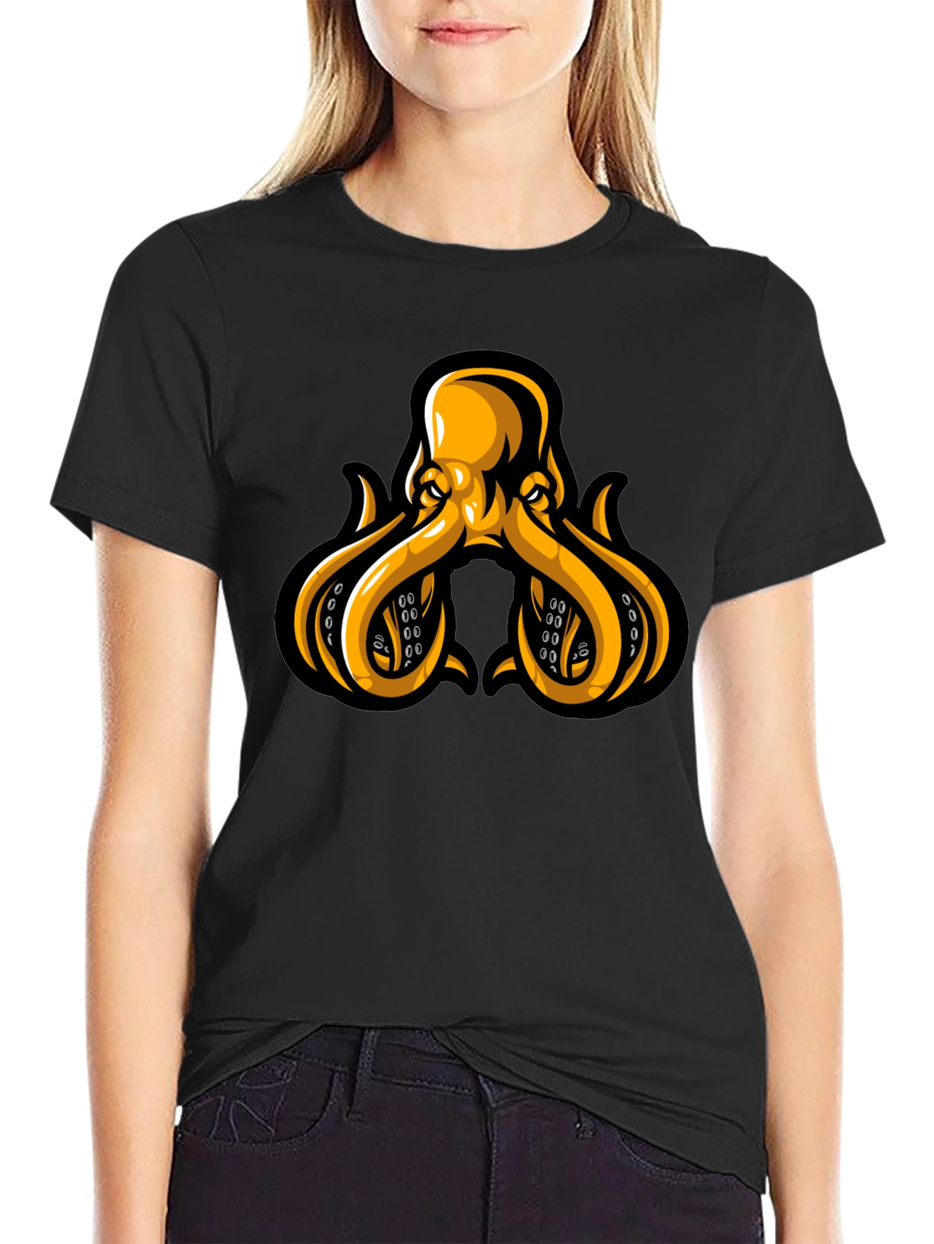 Octopus Graphic Tee - Black Cotton Blend