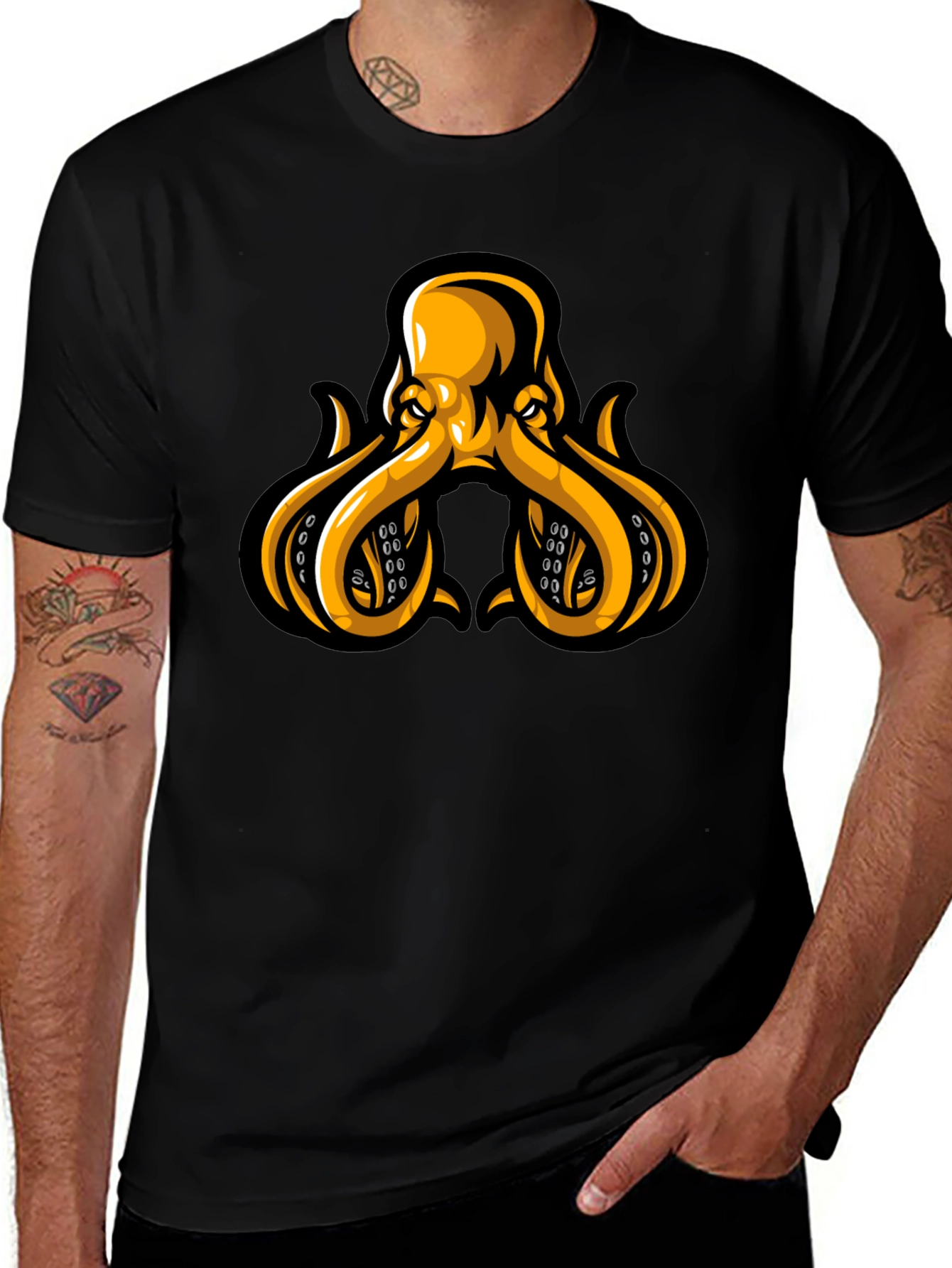Octopus Graphic Tee - Black Cotton Blend