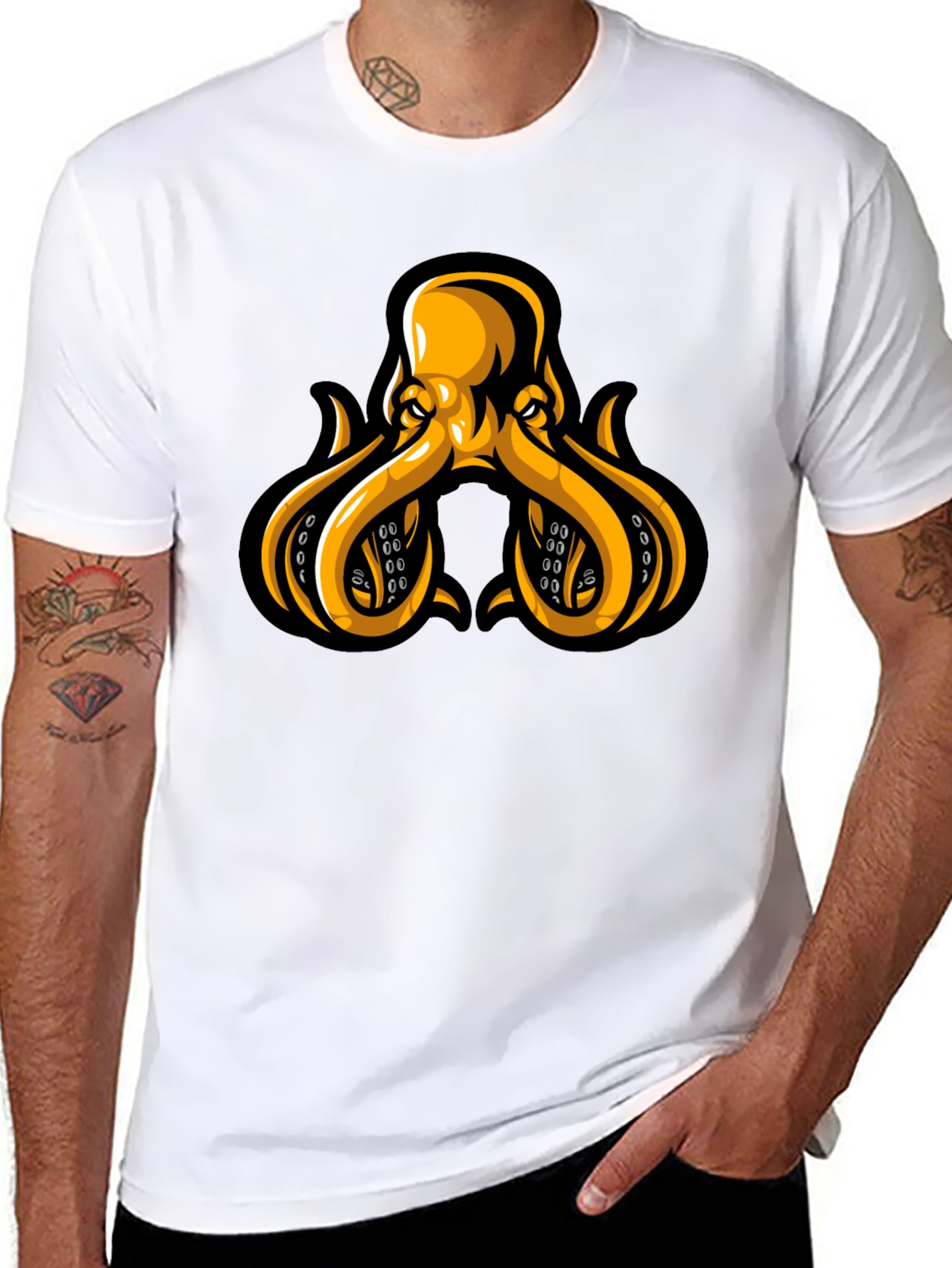 Octopus Graphic Tee - Black Cotton Blend