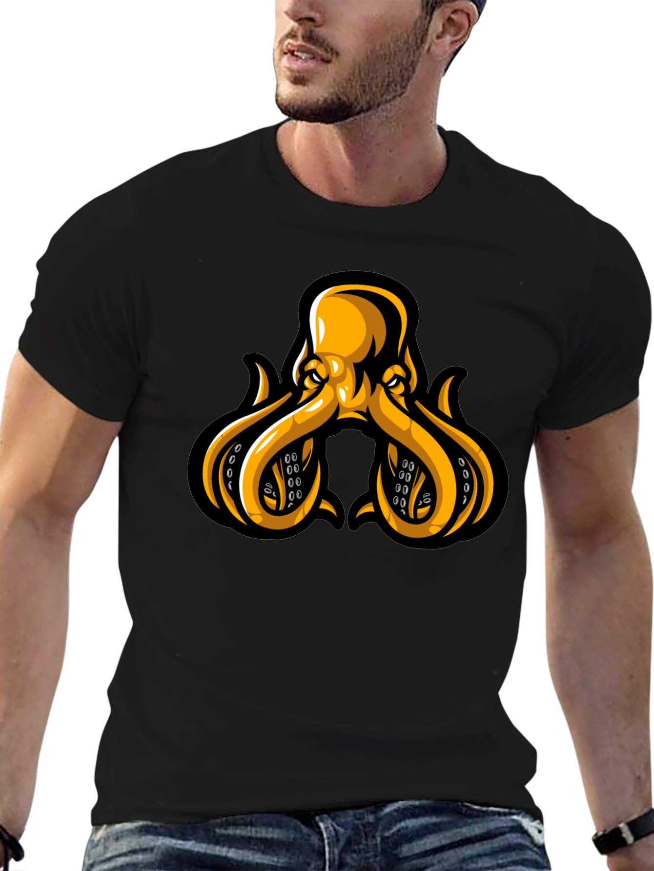 Octopus Graphic Tee - Black Cotton Blend