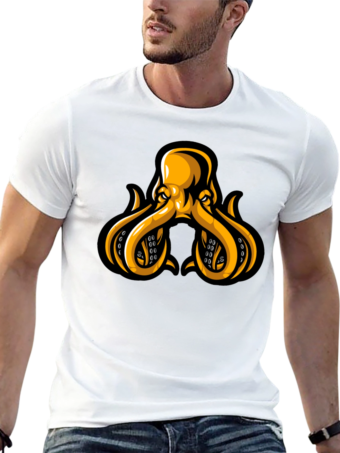 Octopus Graphic Tee - Black Cotton Blend