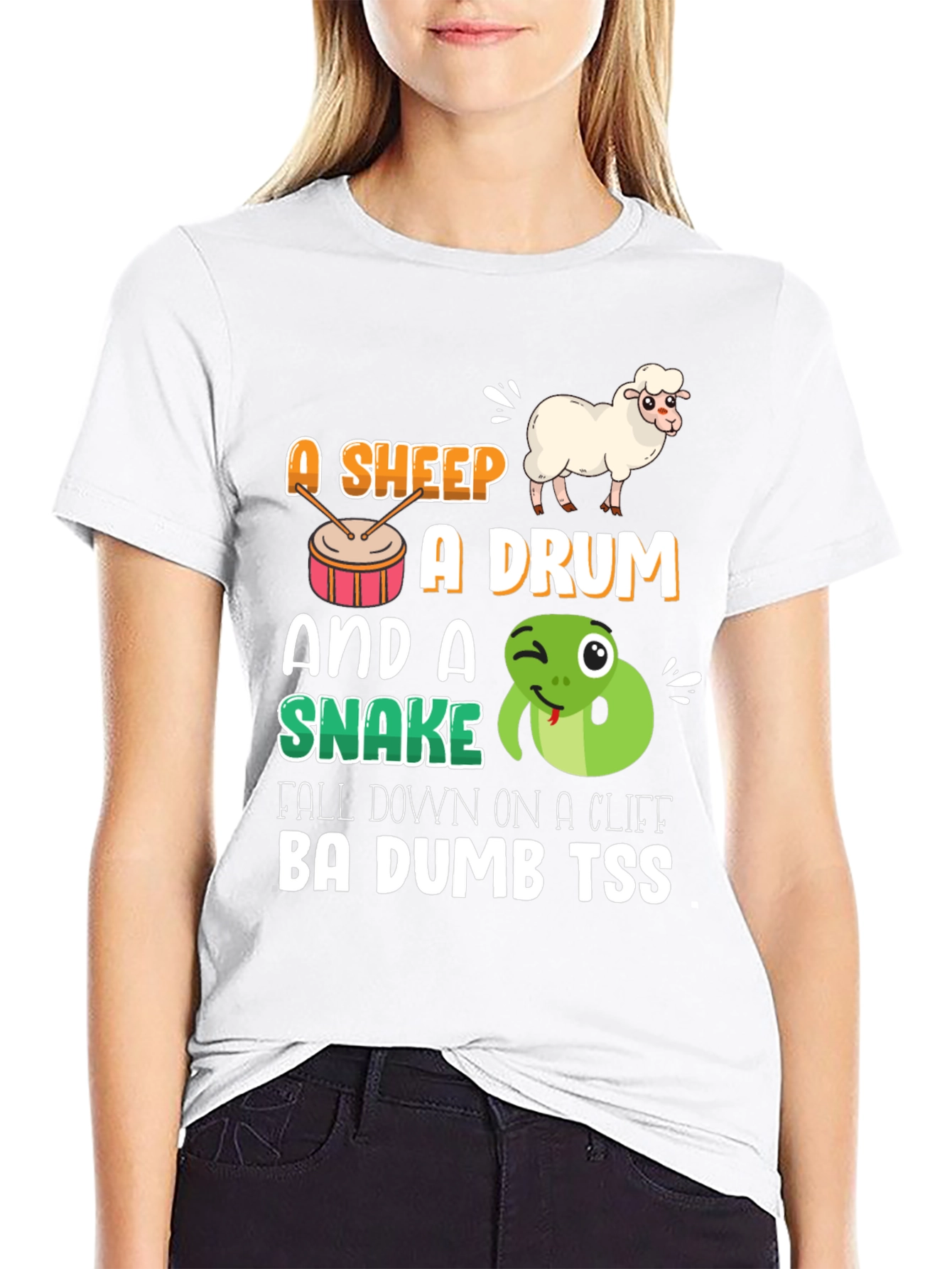 Funny Animal Pun T-Shirt - Sheep Drum & Snake