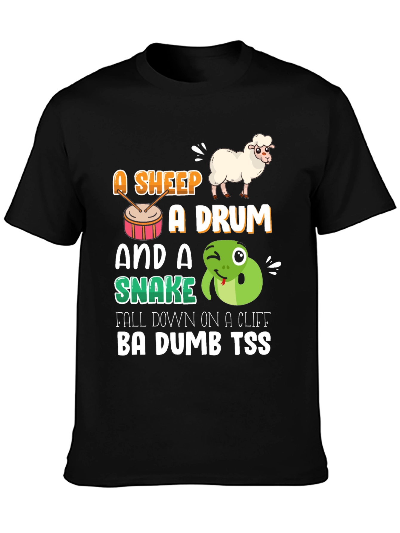 Funny Animal Pun T-Shirt - Sheep Drum & Snake