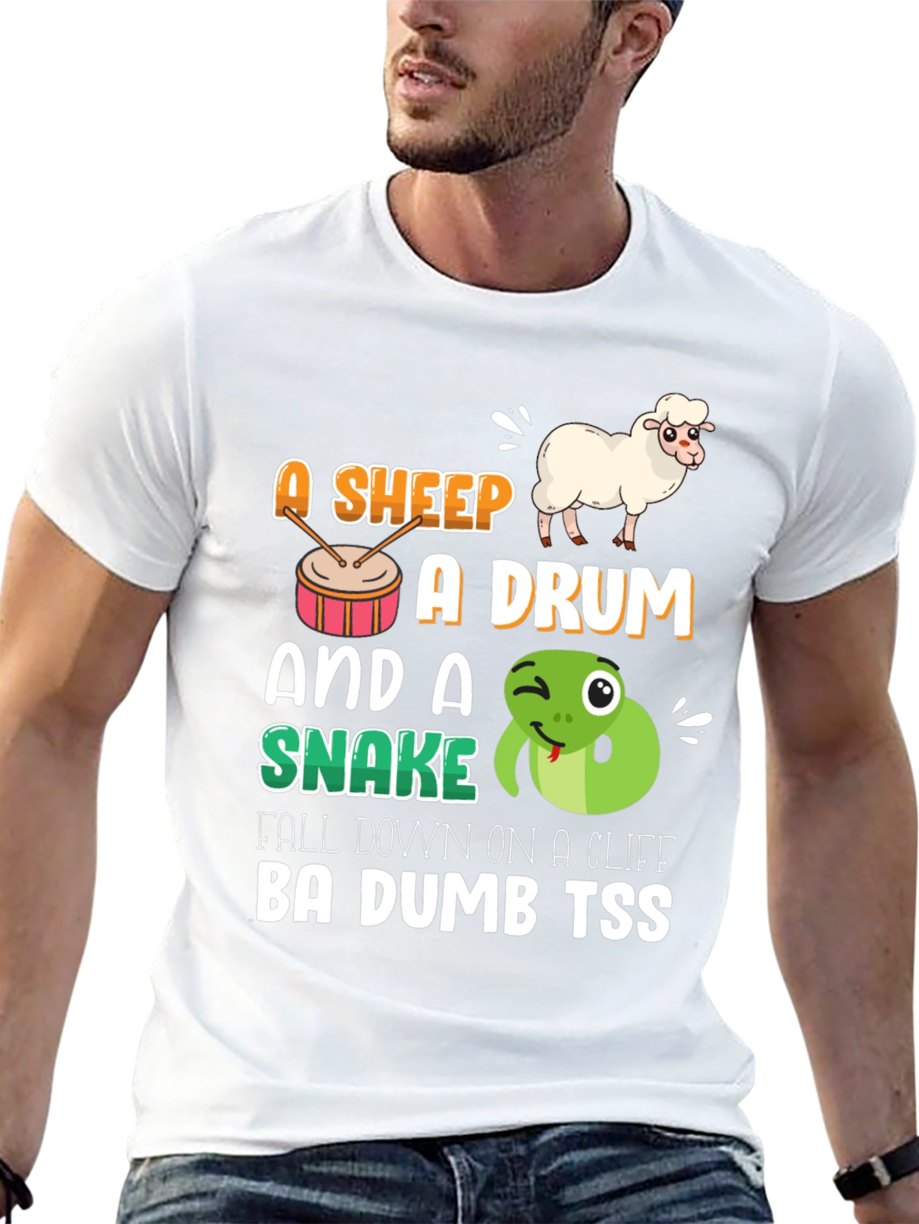 Funny Animal Pun T-Shirt - Sheep Drum & Snake