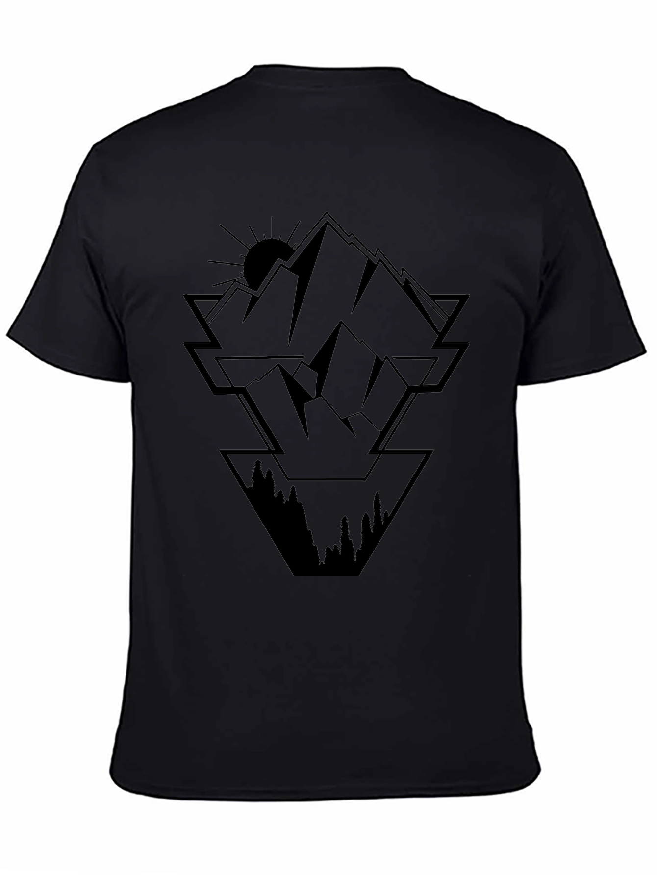 Geometric Mountain Graphic Black Tee