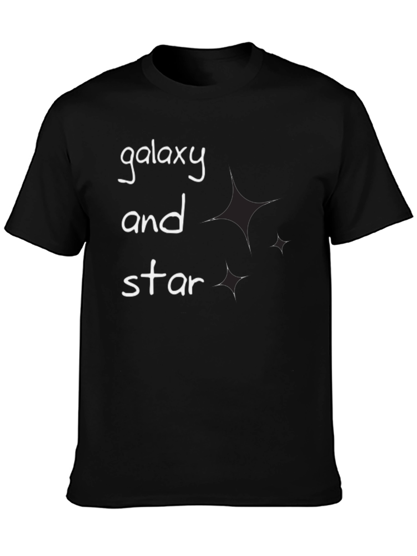 Galaxy and Star Graphic Black T-Shirt