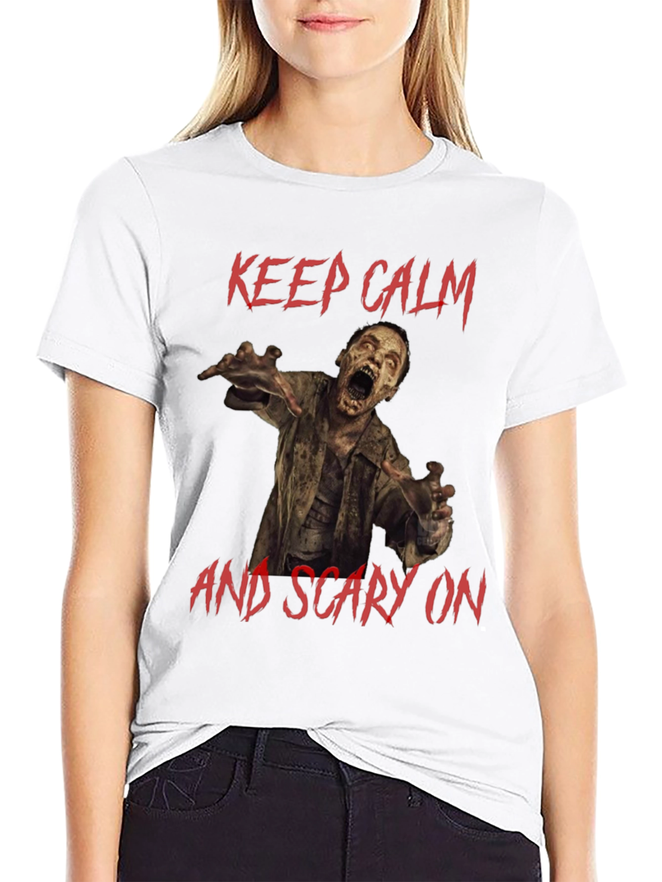 Keep Calm Zombie Scary On T-Shirt
