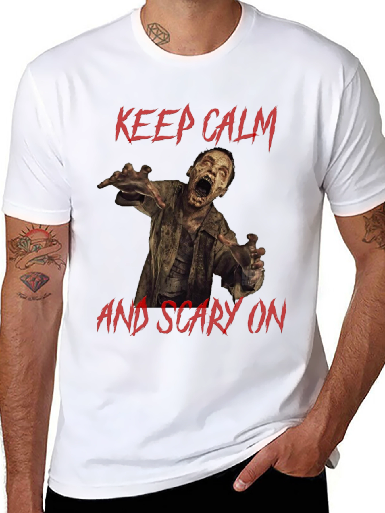 Keep Calm Zombie Scary On T-Shirt