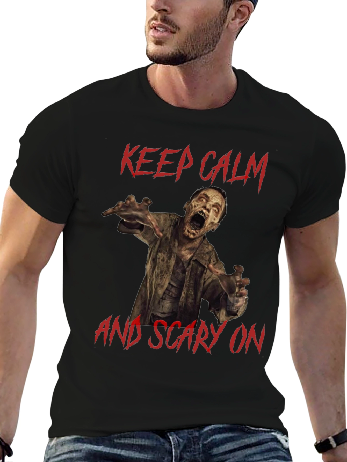 Keep Calm Zombie Scary On T-Shirt
