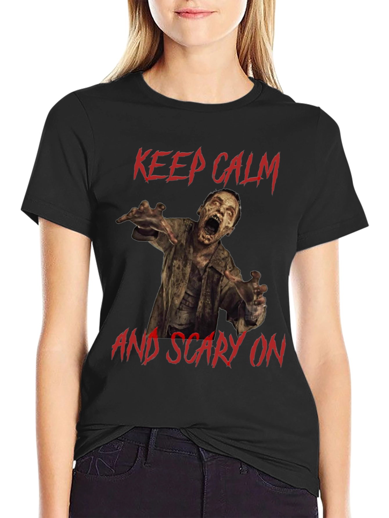 Keep Calm Zombie Scary On T-Shirt