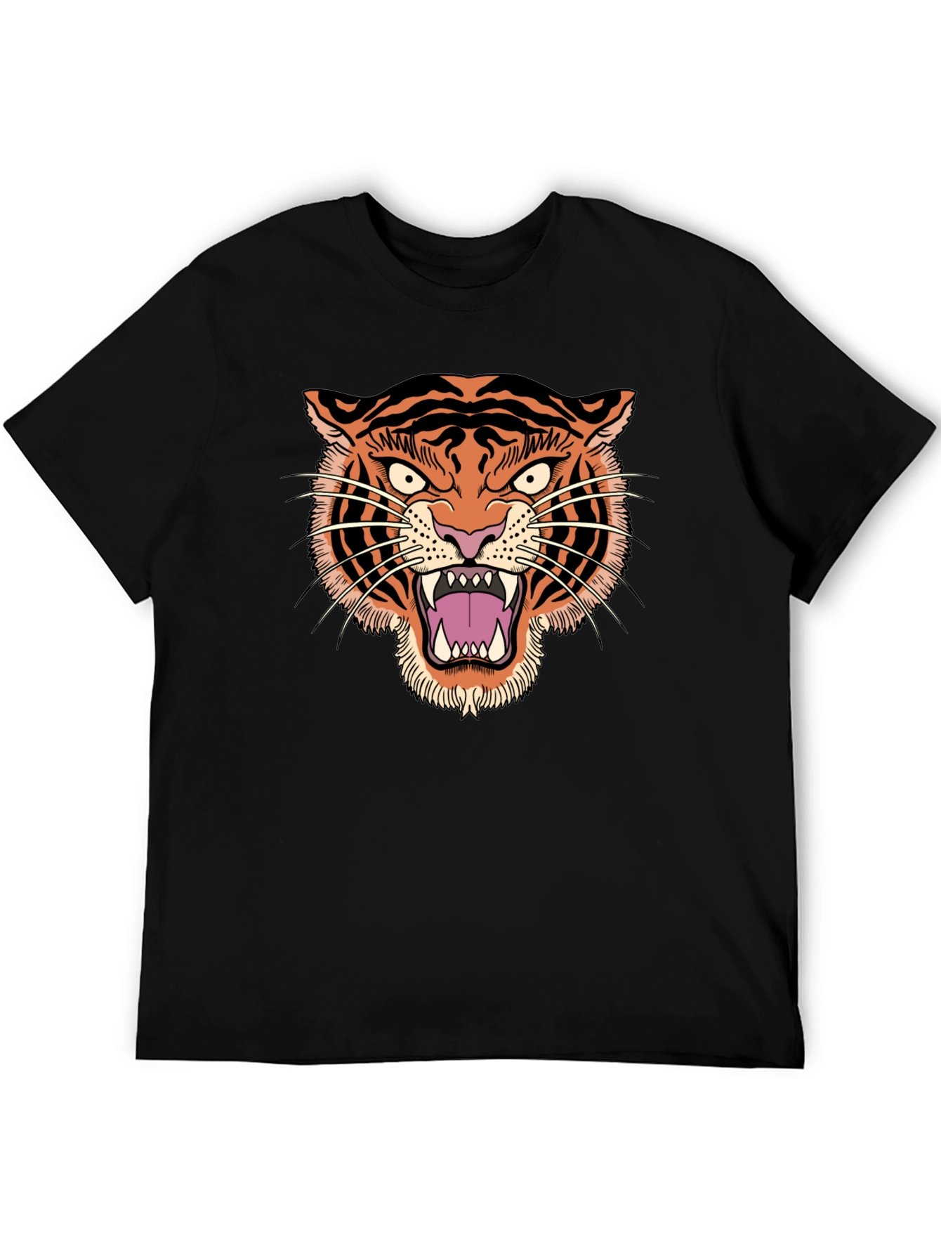 Tiger Graphic Black T-Shirt - Bold Animal Print Tee