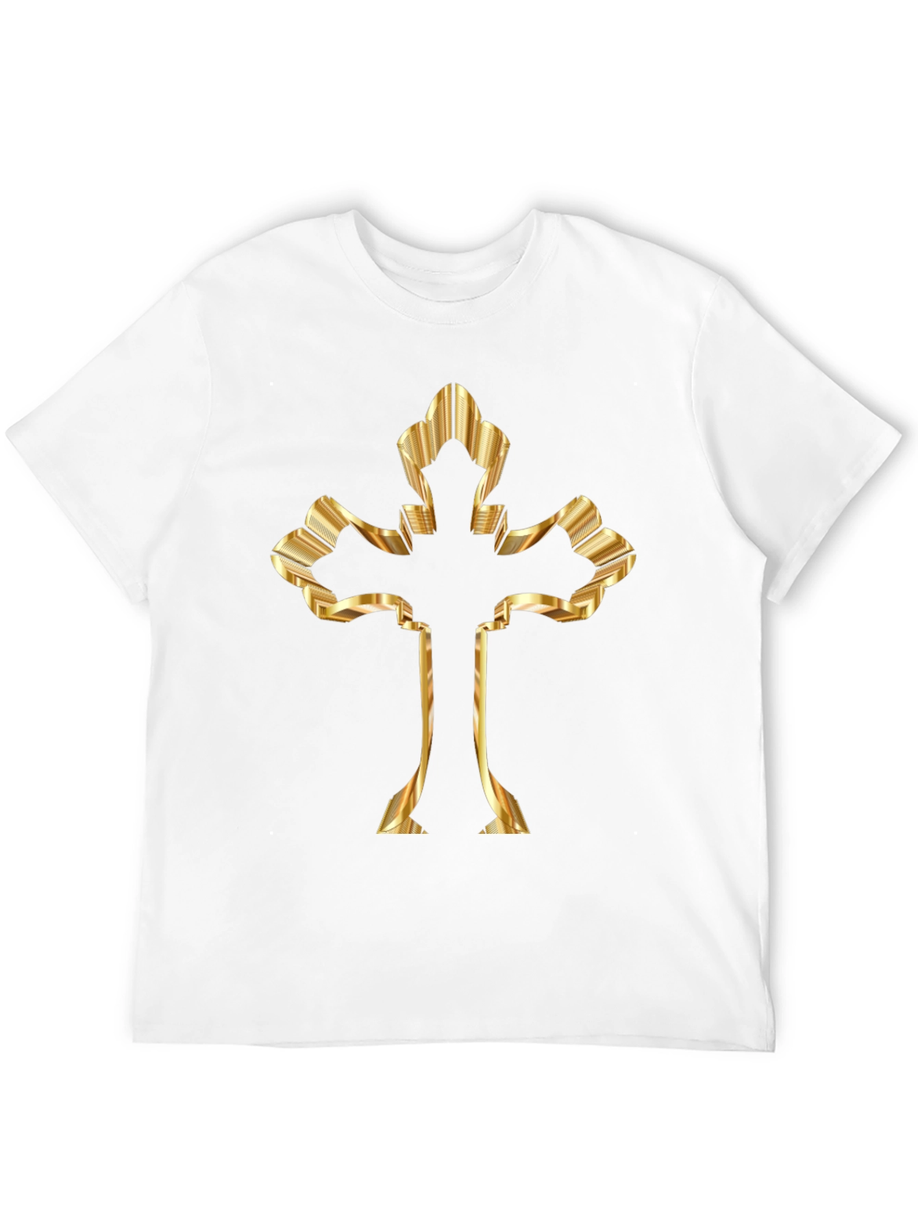 Golden Cross Graphic Print Black T-Shirt