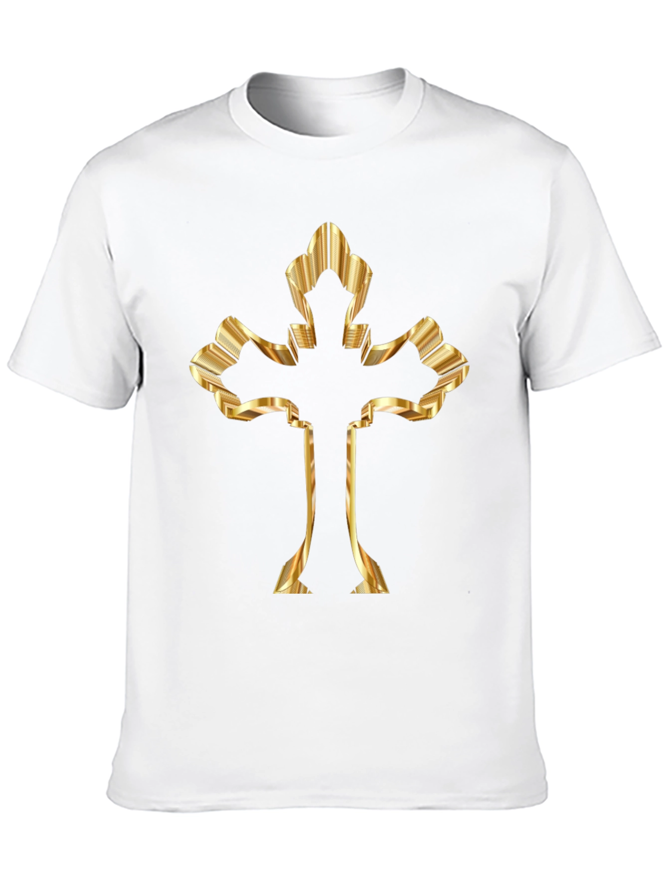 Golden Cross Graphic Print Black T-Shirt