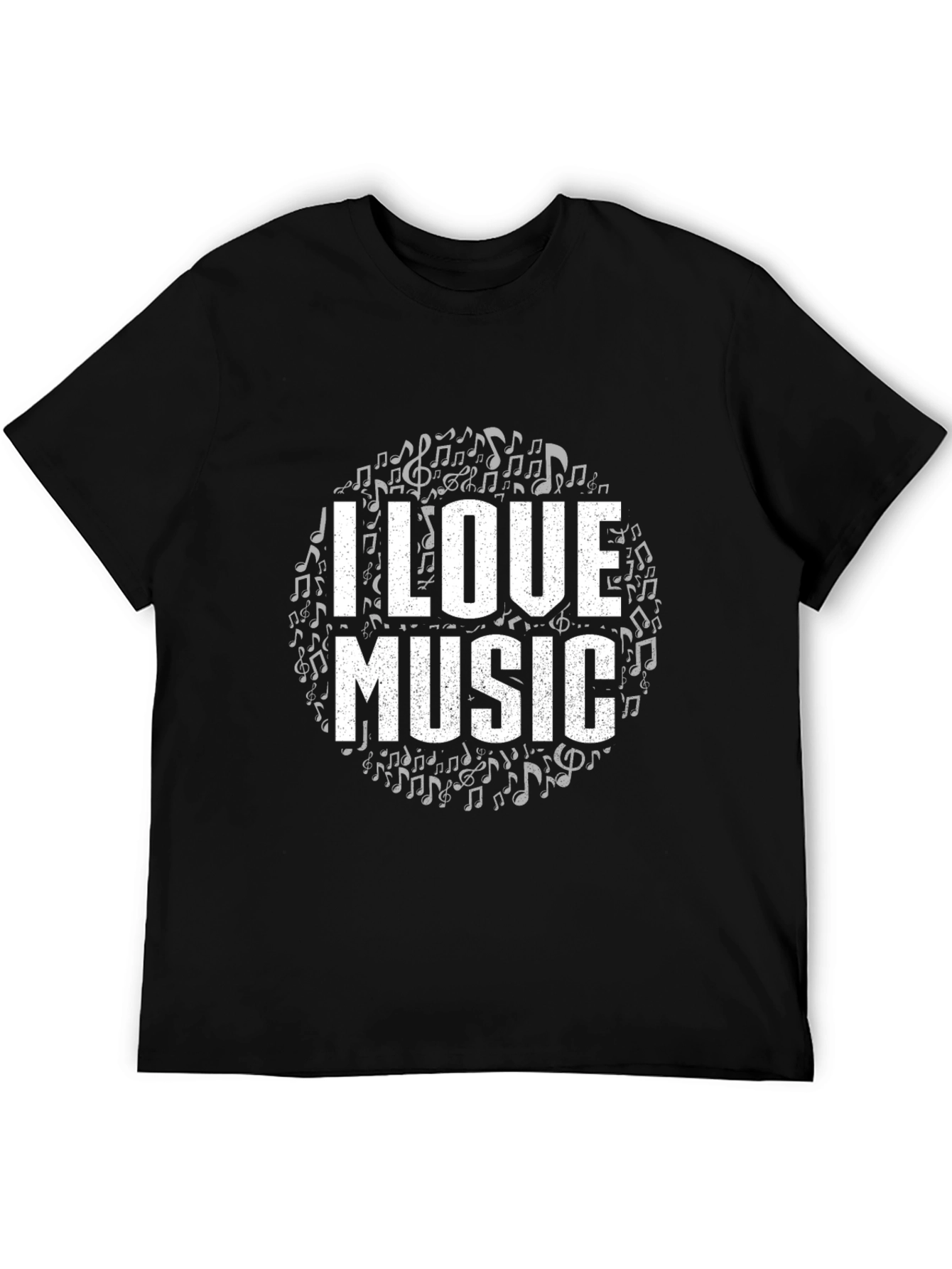 I Love Music Black Graphic Tee Shirt