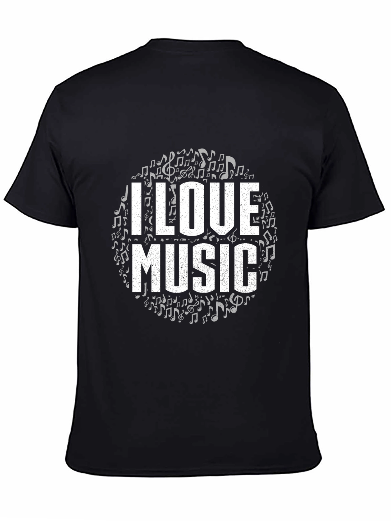 I Love Music Black Graphic Tee Shirt