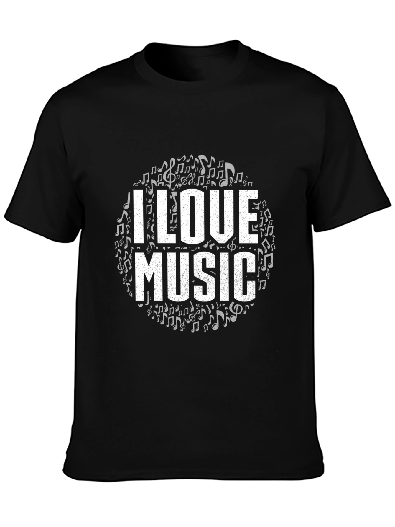 I Love Music Black Graphic Tee Shirt