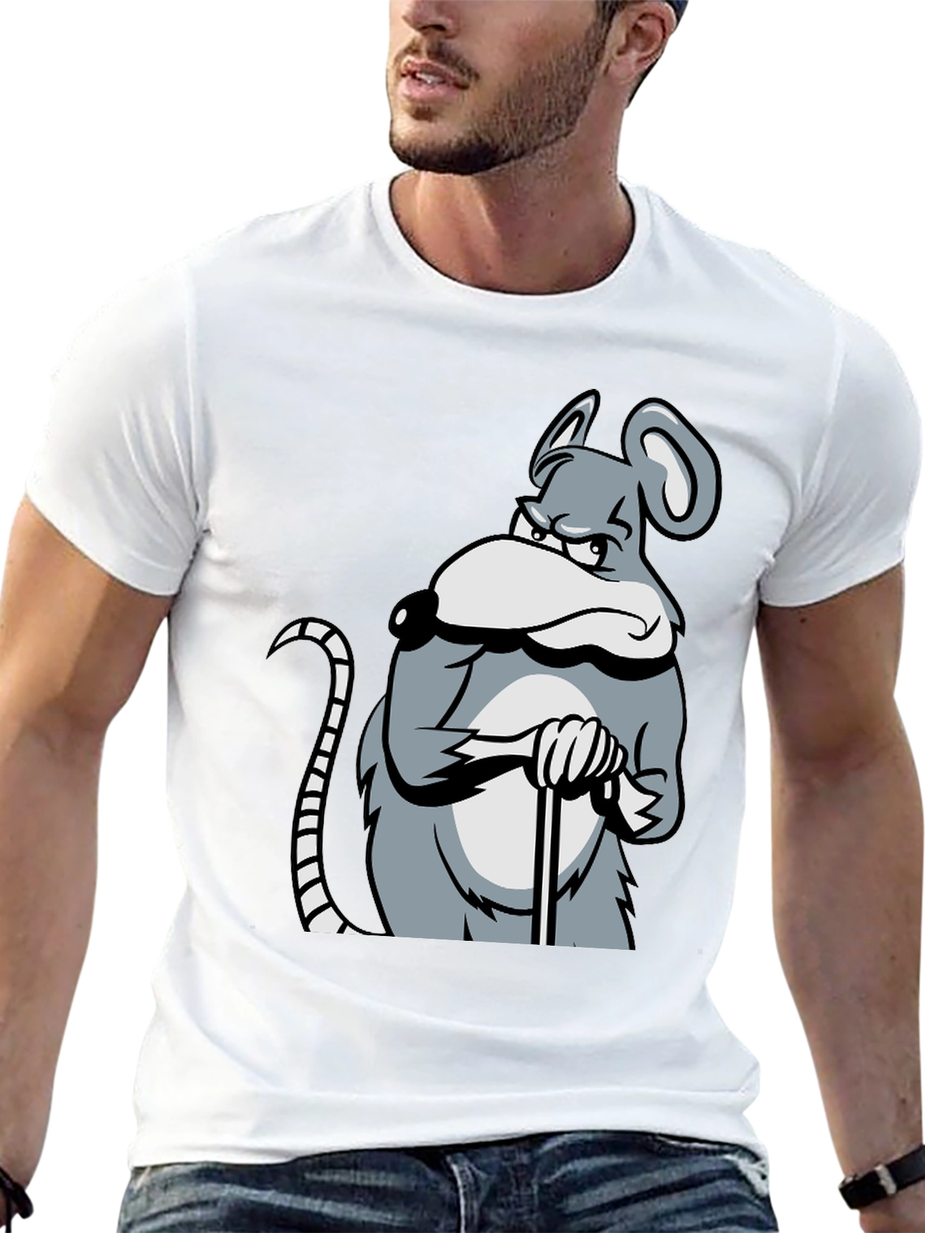 Grumpy Mouse Graphic T-Shirt - Black