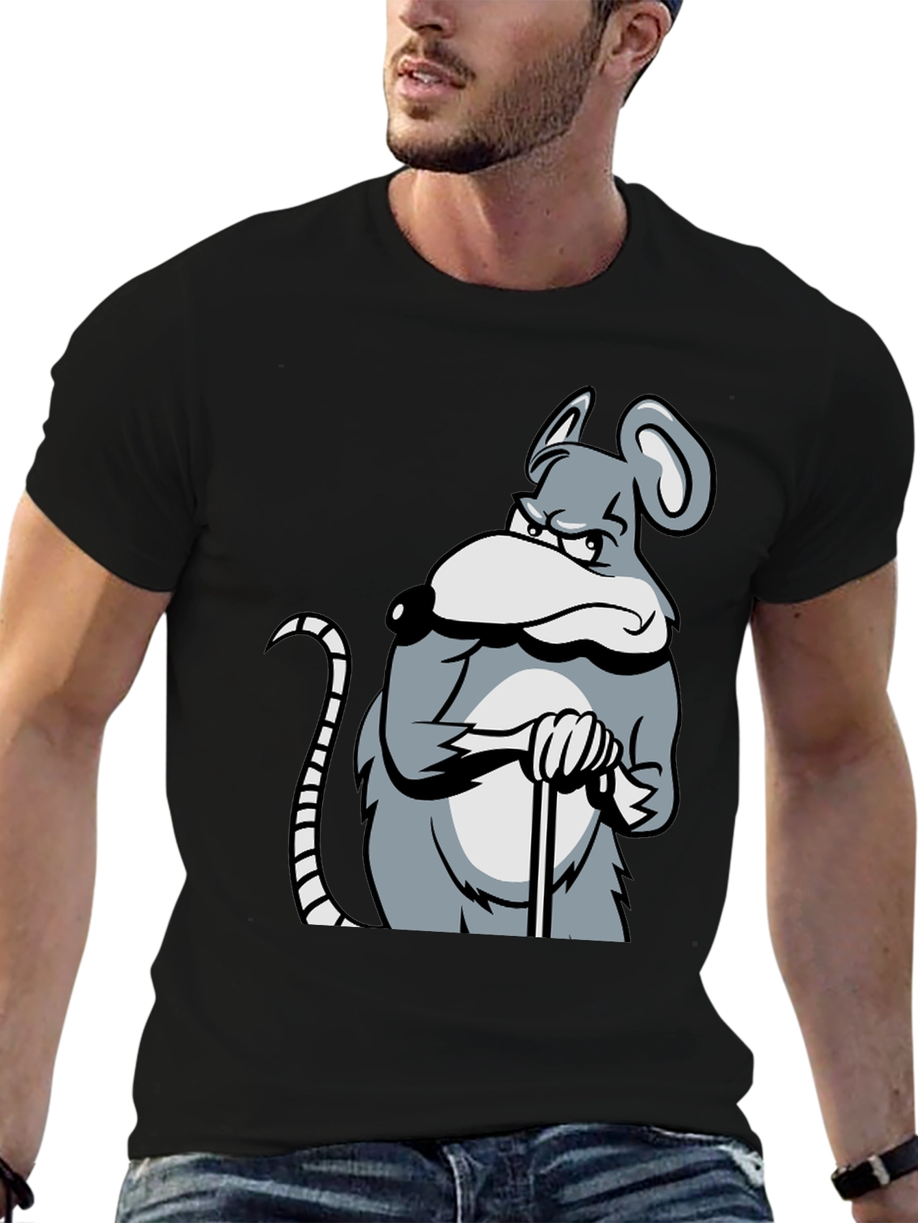 Grumpy Mouse Graphic T-Shirt - Black
