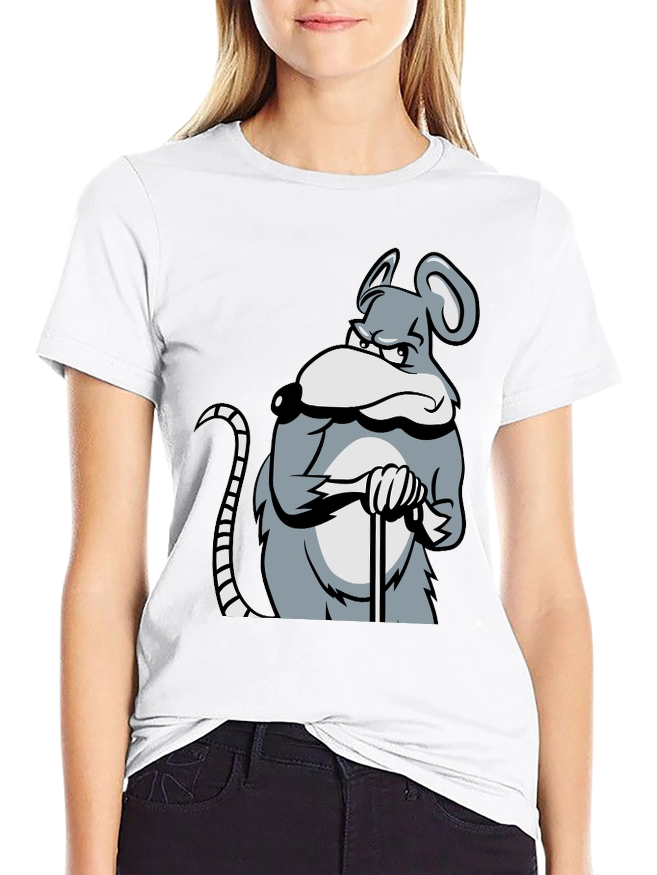 Grumpy Mouse Graphic T-Shirt - Black
