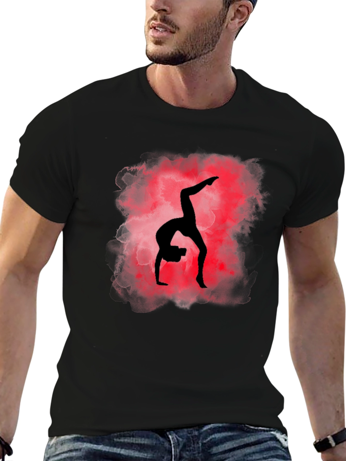 Gymnast Silhouette Graphic Tee - Black