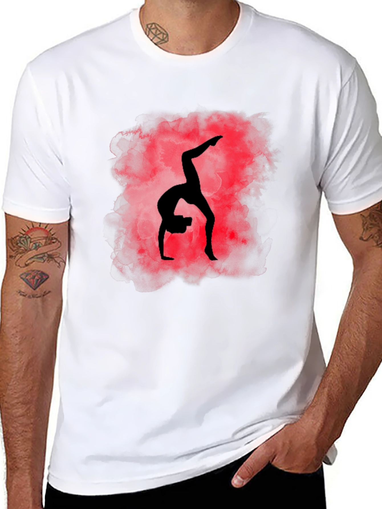 Gymnast Silhouette Graphic Tee - Black