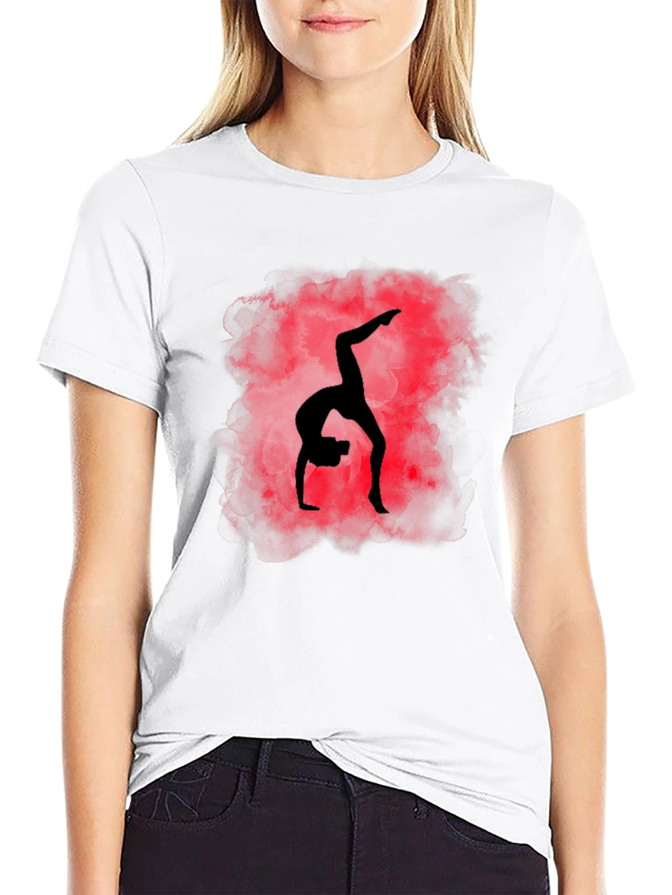 Gymnast Silhouette Graphic Tee - Black
