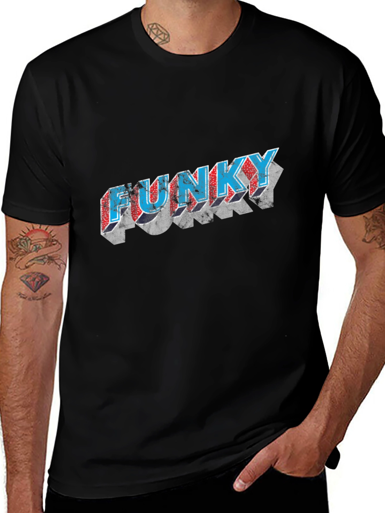 Funky Graphic Tee - Stylish Black Cotton T-Shirt