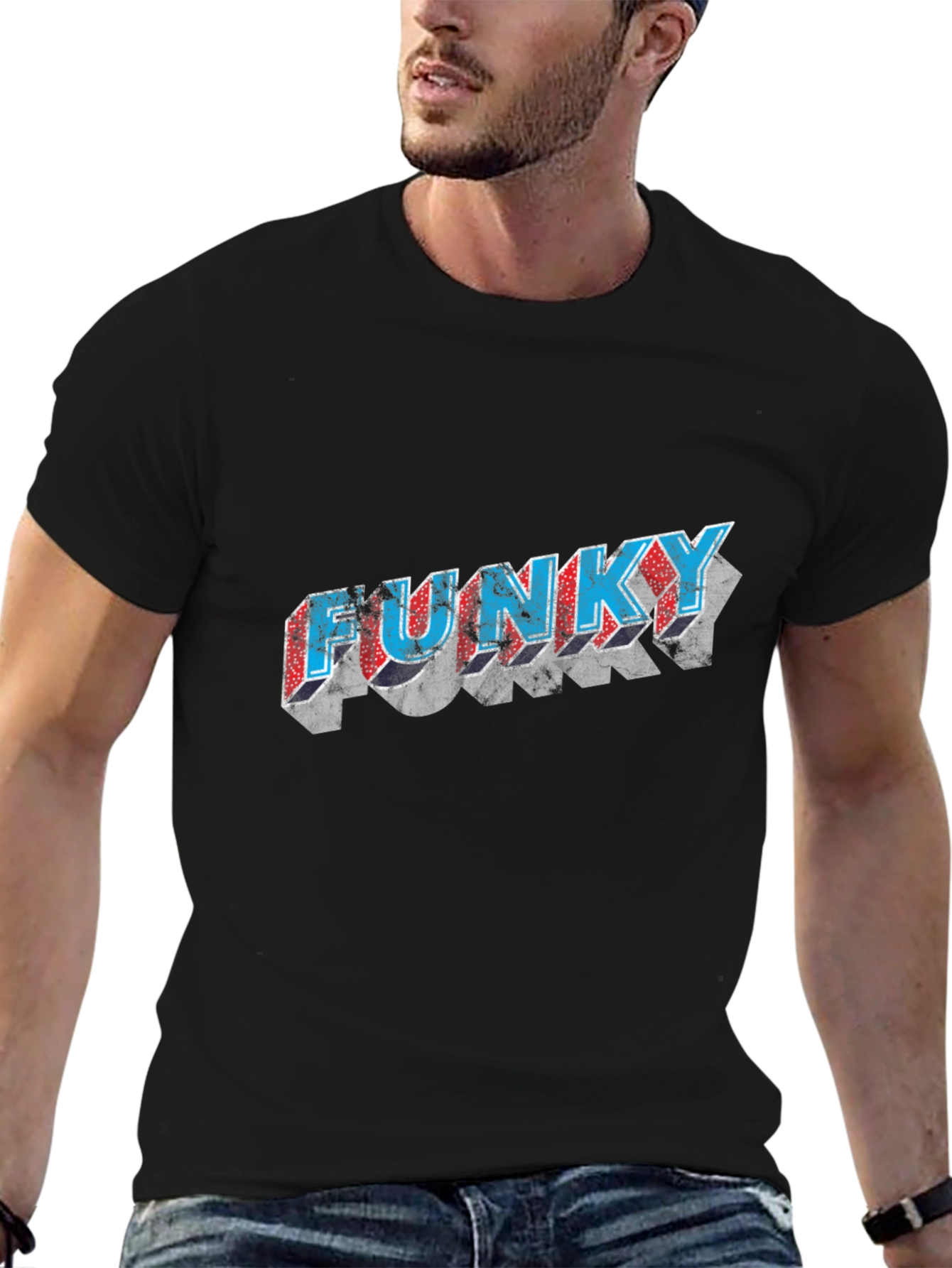 Funky Graphic Tee - Stylish Black Cotton T-Shirt